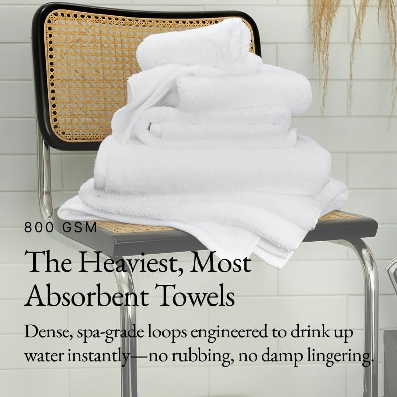 Italic Ultraplush 100% Australian Cotton Hand Towels - Set of 2 Luxury Hand Towels, Ultra Soft and Highly Absorbent 800GSM Towels for Bathroom,Shower, Hotel, and Spa (White)