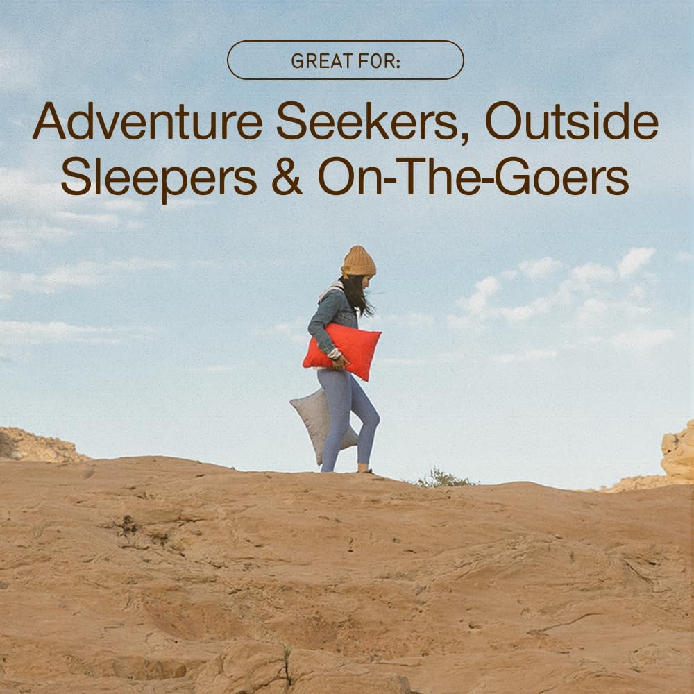 Coop Home Goods Nylon Camping and Travel Pillow Cover, Waterproof Camping Pillow Protector, Zippered Cover, Washable Travel Pillowcase (Grey)