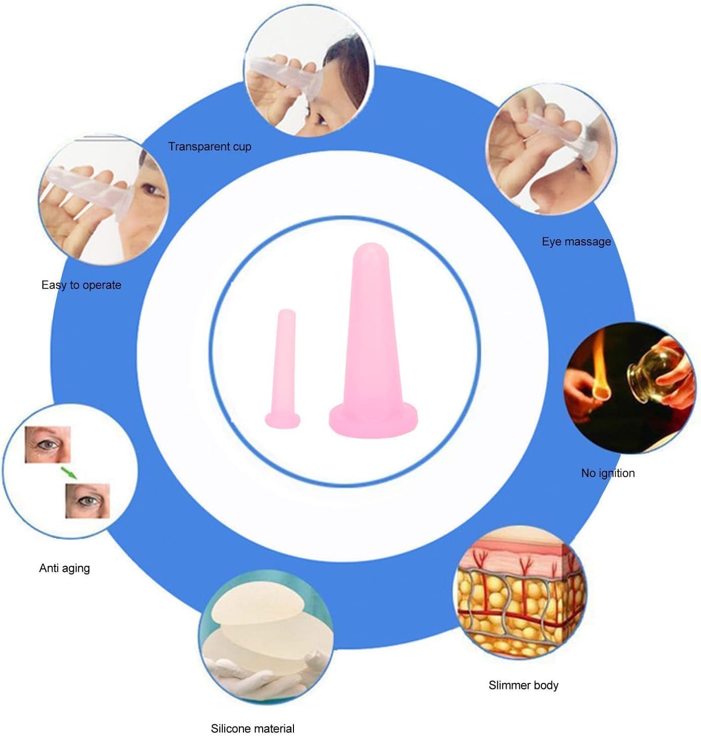 2Pcs Pink Cupping Set,Mini Silicone Face Cupping Set Vacuum Suction Massage Cups Anti Cup Facial Cupping Set for Adults,Body and Face,Anti Wrinkle,Promotes Sleep Manual Back Massagers
