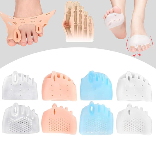 4 Pairs Silicone Toe Separators, Bunion Corrector Cushion, Metatarsal Pads, Ball of Foot Cushions, Breathable Soft Gel Foot Cushions for Men Women Straighten Overlapping Toes, Realign Crooked Toes