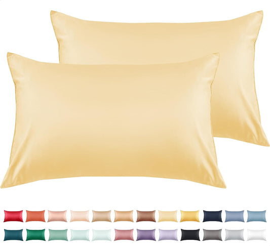 Warmstar Cotton Pillow Cases King Size Set of 2, 600 Thread Count Pillowcases 20x36 Inches, Soft Long Staple Cotton Pillowcases Breathable with Envelope Closure,Mustard Yellow