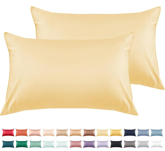 Warmstar Cotton Pillow Cases Queen Size Set of 2, 600 Thread Count Pillowcases 20x30 Inches, Soft Long Staple Cotton Pillowcases Breathable with Envelope Closure,Mustard Yellow