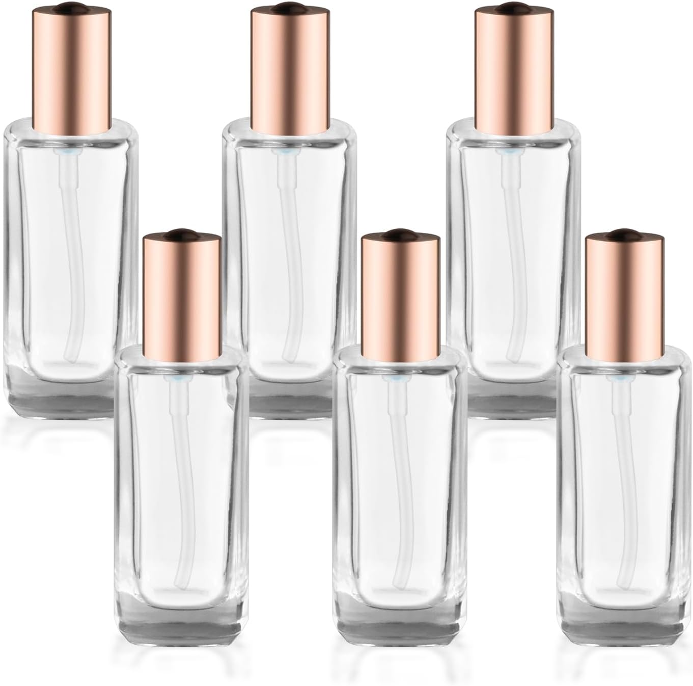 6Pcs 30ml/1oz Small Clear Pump Bottle with Gold Lid Glass Lotion Jars Travel Size Liquid Foundation Dispenser Refillable Cosmetic Containers for Cream,Shampoo,Conditioner