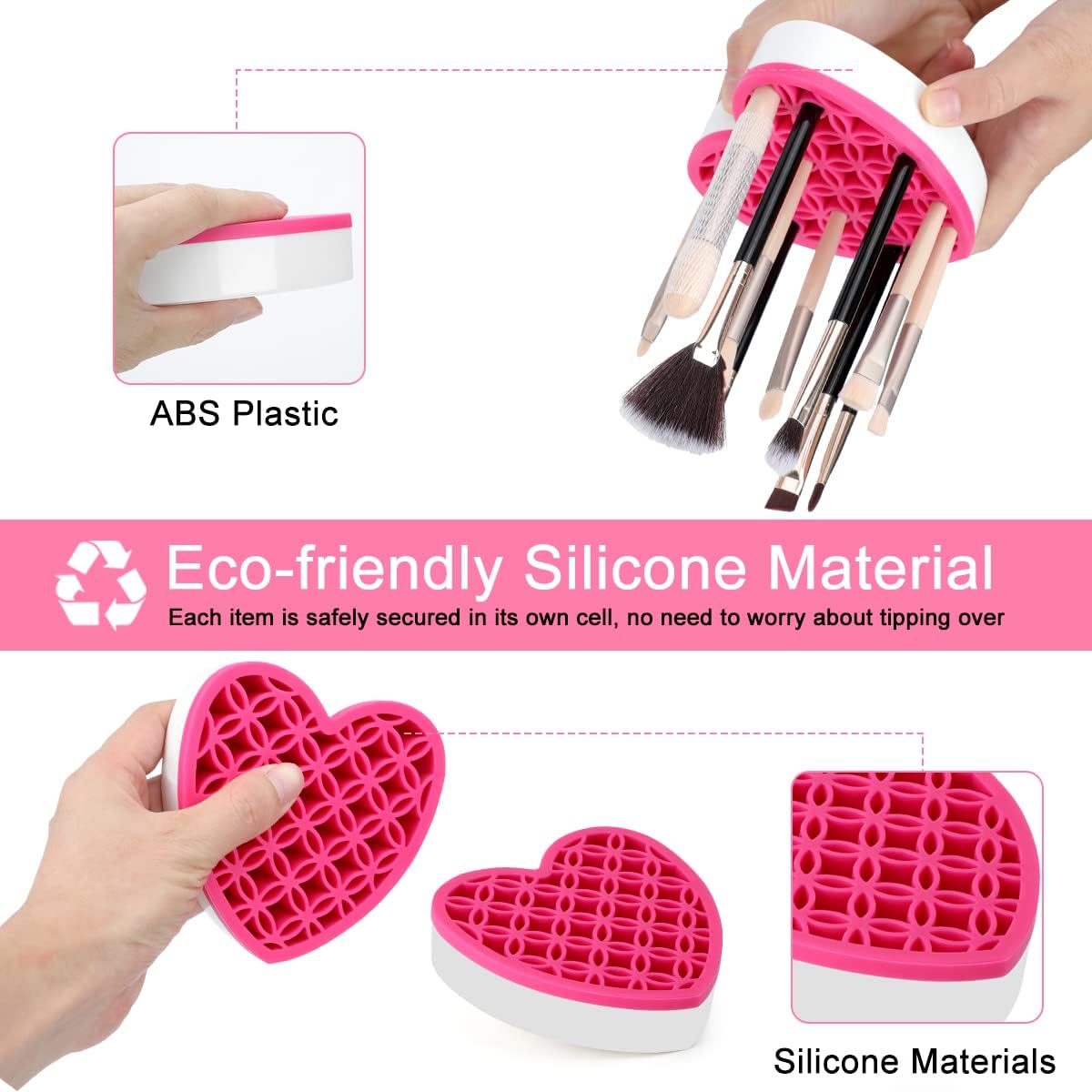 Silicone Makeup Brush Holder, Cosmetic Organizer, Pen Holder for Desk, Pencil Case, Sewing Tool, Beauty Tool, Brushes, Scissors, Toothbrush Holders (Pink)