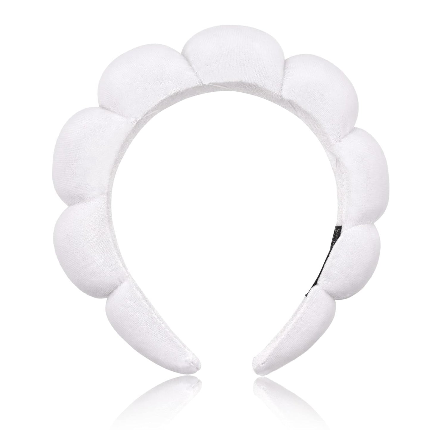 Ayesha Spa Headband for Washing Face Sponge Makeup Headbands Skincare Headband Soft Hair band to Facial Clean Headbands for Women Face wash Skin care Make up Shower (White)