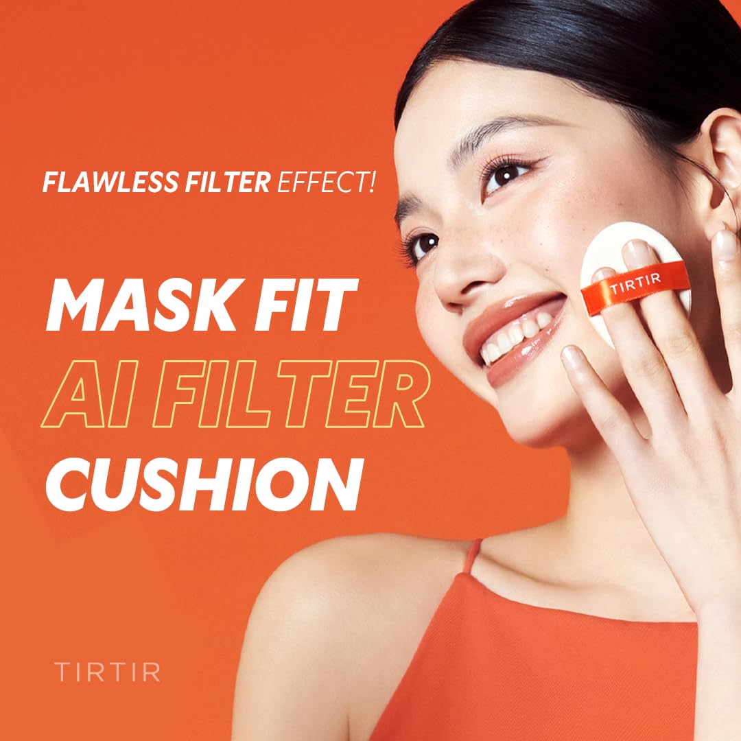 [*Mini Size*] TIRTIR Mask Fit Ai Filter Cushion Foundation | AI-Like Semi-Matte Finish - Up to 72-Hour Medium to Full Coverage Korean BB Cushion Make up Beauty, #27C Cool Beige, 0.15 Fl Oz