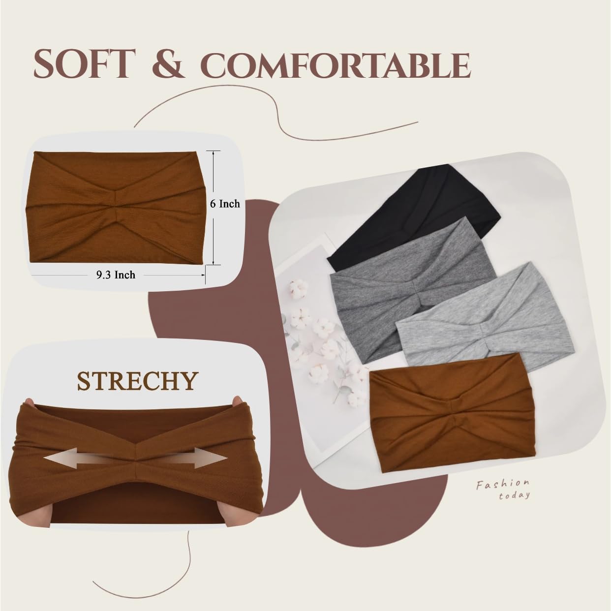 Wide Headbands For Women Fashion knot Headband Boho Head Bands Women’s Hair Band Turban Workout Accessories 8 Pack