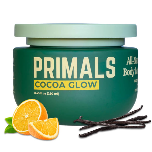 PRIMALS All Natural Body Lotion - Cocoa Butter & Mango Butter - 100% Naturally Derived Ingredients - Alcohol Free, Artificial Fragrance Free, Paraben Free, Petroleum Derivative Free - 8.45 oz