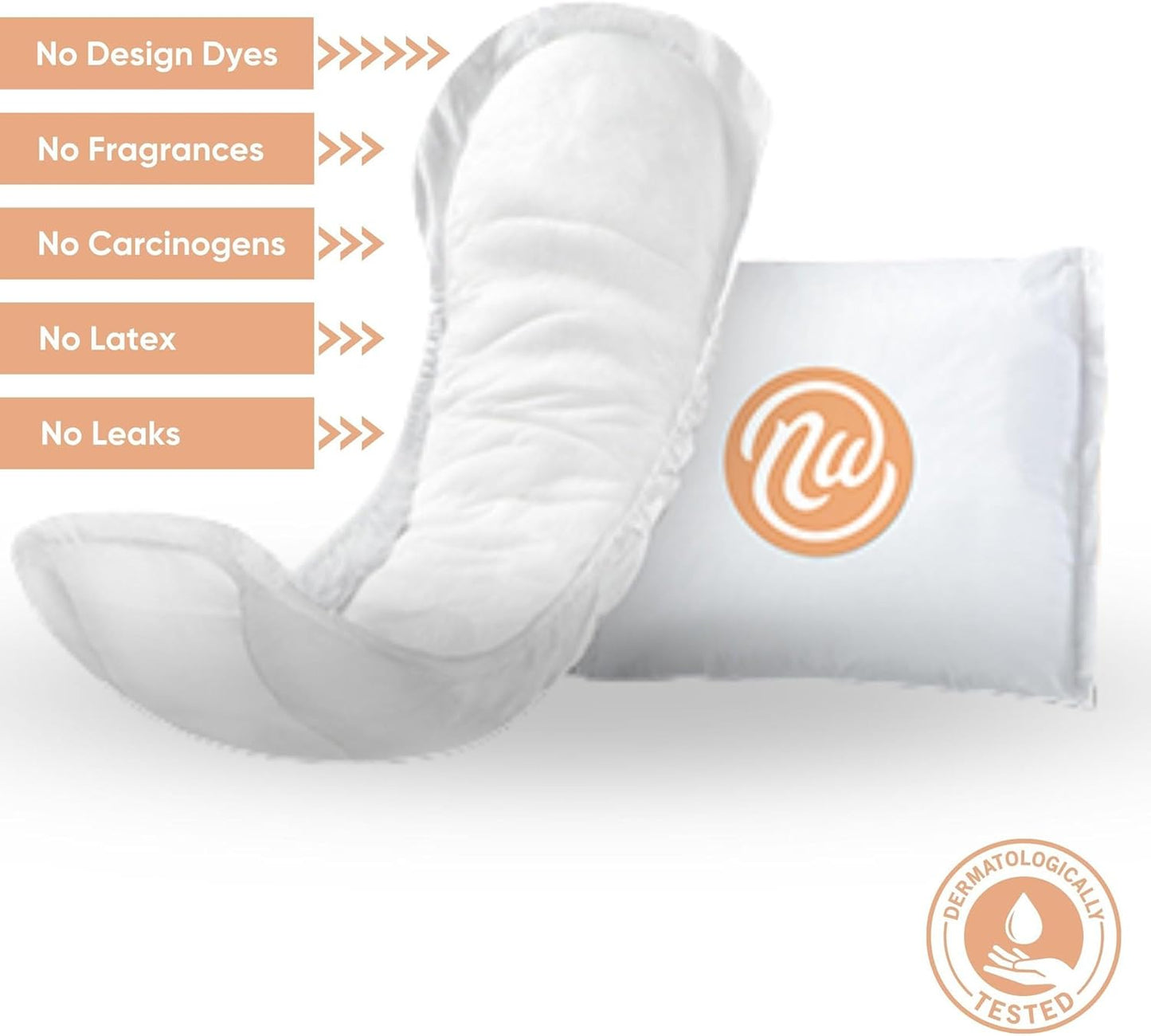 Nexwear Incontinence Pads for Women, Skin-Safe Design, Moderate Absorbency, 10 in, 30 Count, 3 Packs, 90 Total