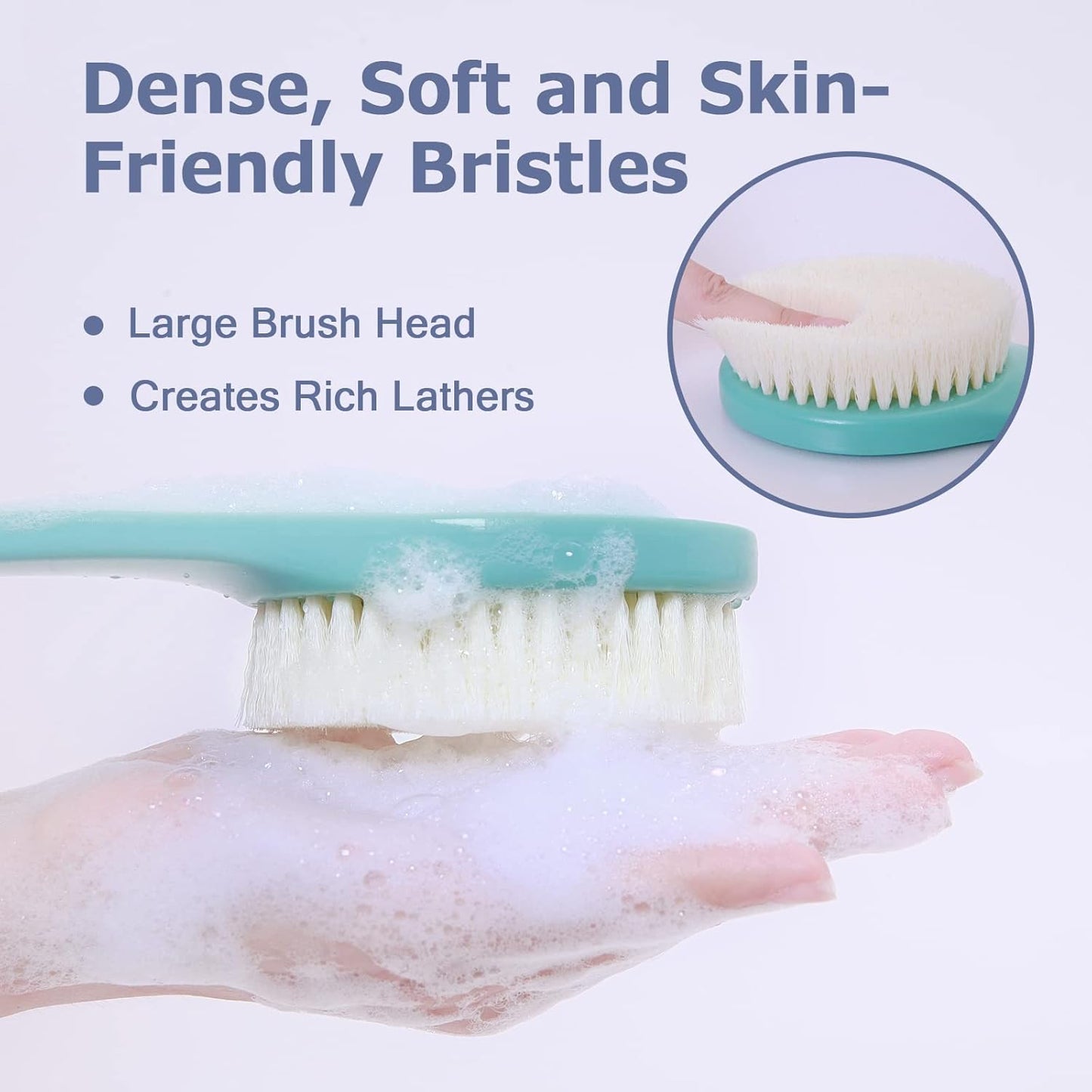 Body Back Scrubber – 17'' Long Handle Shower Brush, Durable Exfoliator for Dry & Wet Use, Deep Cleansing & Gentle Exfoliation for Smooth Skin – for Men, Women & Elderly (Gray)