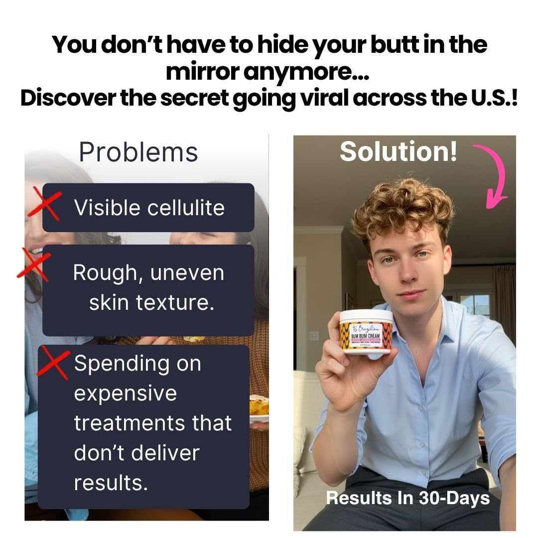 Bum bum Cream – Firming & Lifting Body Cream for Cellulite and Stretch Marks – With Natural Brazilian Extracts – 8oz – Smooth, Hydrate & Tighten Skin – All Skin Types