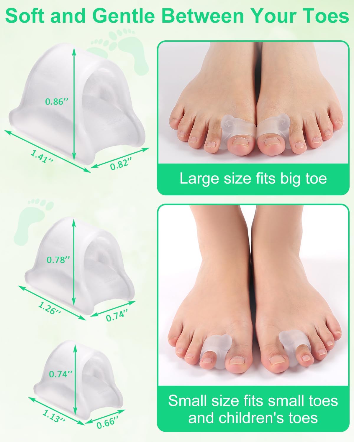 10Pcs Hammer Toe Corrector Straighteners, Bunion Spacer Separators for Women and Men Curled Toes, Crooked, Claw, Hammertoe, Gel Toe Splints for Straightening (Medium)