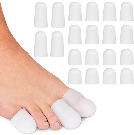 ViveSole Soft Gel Toe Protectors for Men & Women- Toe Caps for Foot Pain Relief - Flexible Cushion Sleeves for for Blisters, Ingrown Toenails, Hammer Toes, Corns, Calluses, Blisters (Variety Pack)