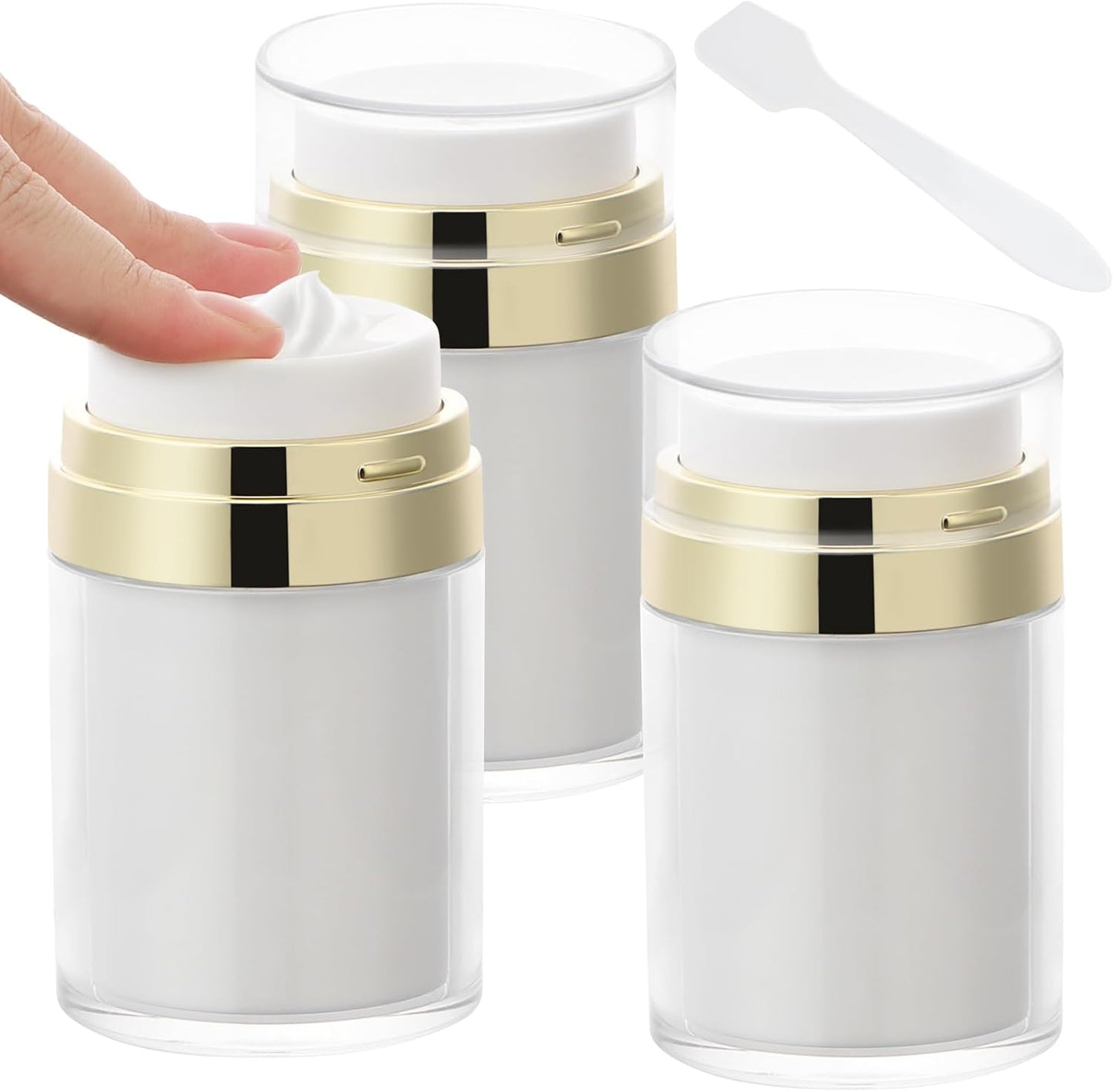 Segbeauty 3.38oz Airless Pump Jar, Empty Makeup Containers 100ml Vacuum Bottle Dispenser, 3pcs Refillable Jar Travel Bottles for Toiletries Moisturizer Container Travel Size for Lotion Moisturizer