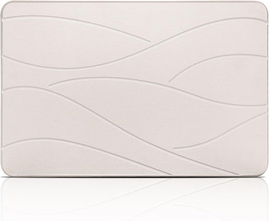 Elfcool Stone Bath Mat Diatomaceous Earth Shower Mat Non Slip Quick Dry Bath Stone Mat Super Absorbent Bathroom Floor Mat for Bathroom Kitchen Counter (Off White 01)