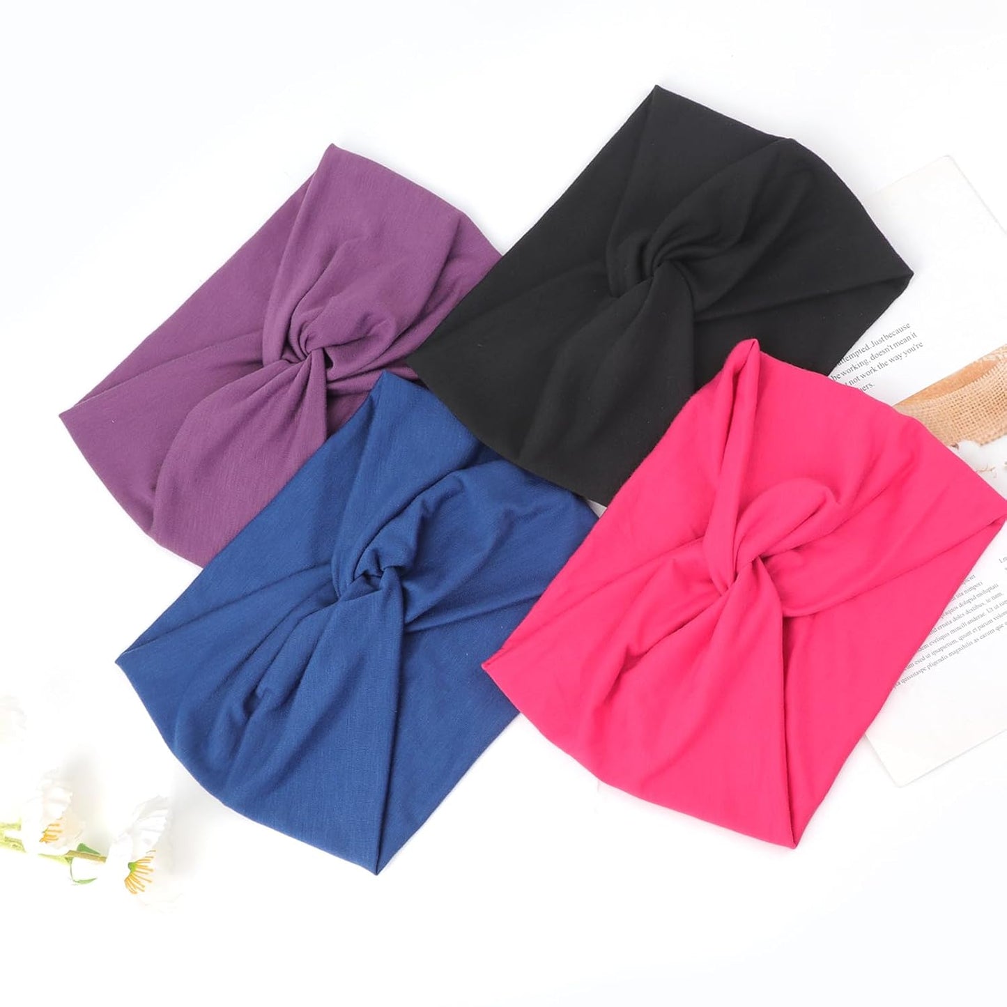 Extra Wide Headbands for Women Large Turban Headband Non Slip Boho Elastic Hairband Hair Twisted Knot Head Bands Accessories