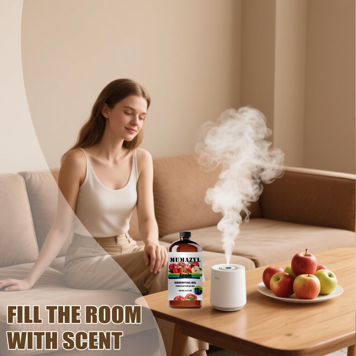 Apple Essential Oil, Apple Oil 16 Fl Oz 480ML for Diffuser Humidifier Yoga Cleaning DIY Candle Soap Making Essential Oils