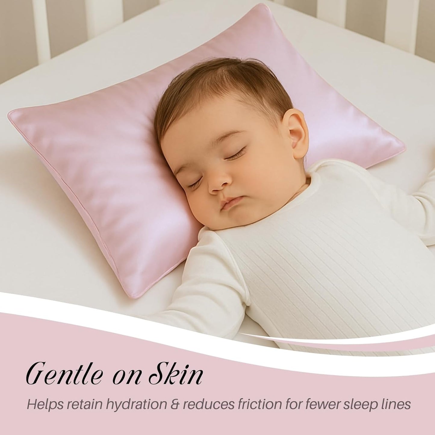 Silky Satin Toddler Pillowcases Set of 2, Super Soft Travel Pillow Covers, Small Kids Pillow Cases with Envelope Closure, 13"x 18", Pink