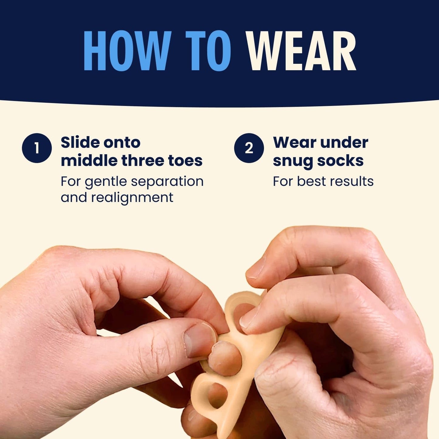 Dr. Frederick's Original Hammer Toe Gels - 2 Pairs - All-Day Relief for Crooked & Overlapping Toes - Soft Cushioning - Symptomatic Support for Toe Alignment - Beige - 3 Loop Design