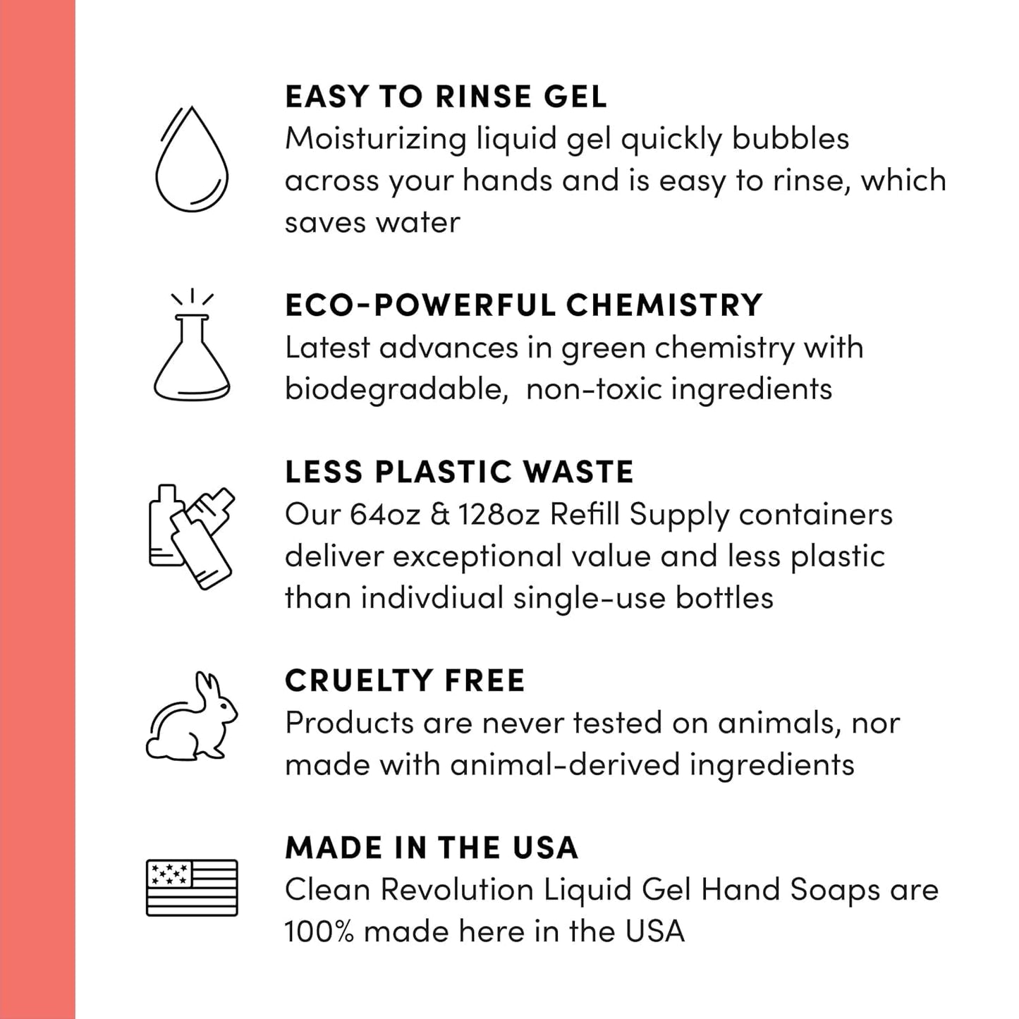 Clean Revolution Liquid Gel Hand Soap, Silky Rich Liquid, Quick Lather, Fast Rinsing, (Geramium Mint) 128 Fl Oz, 4 Pack - Made in USA