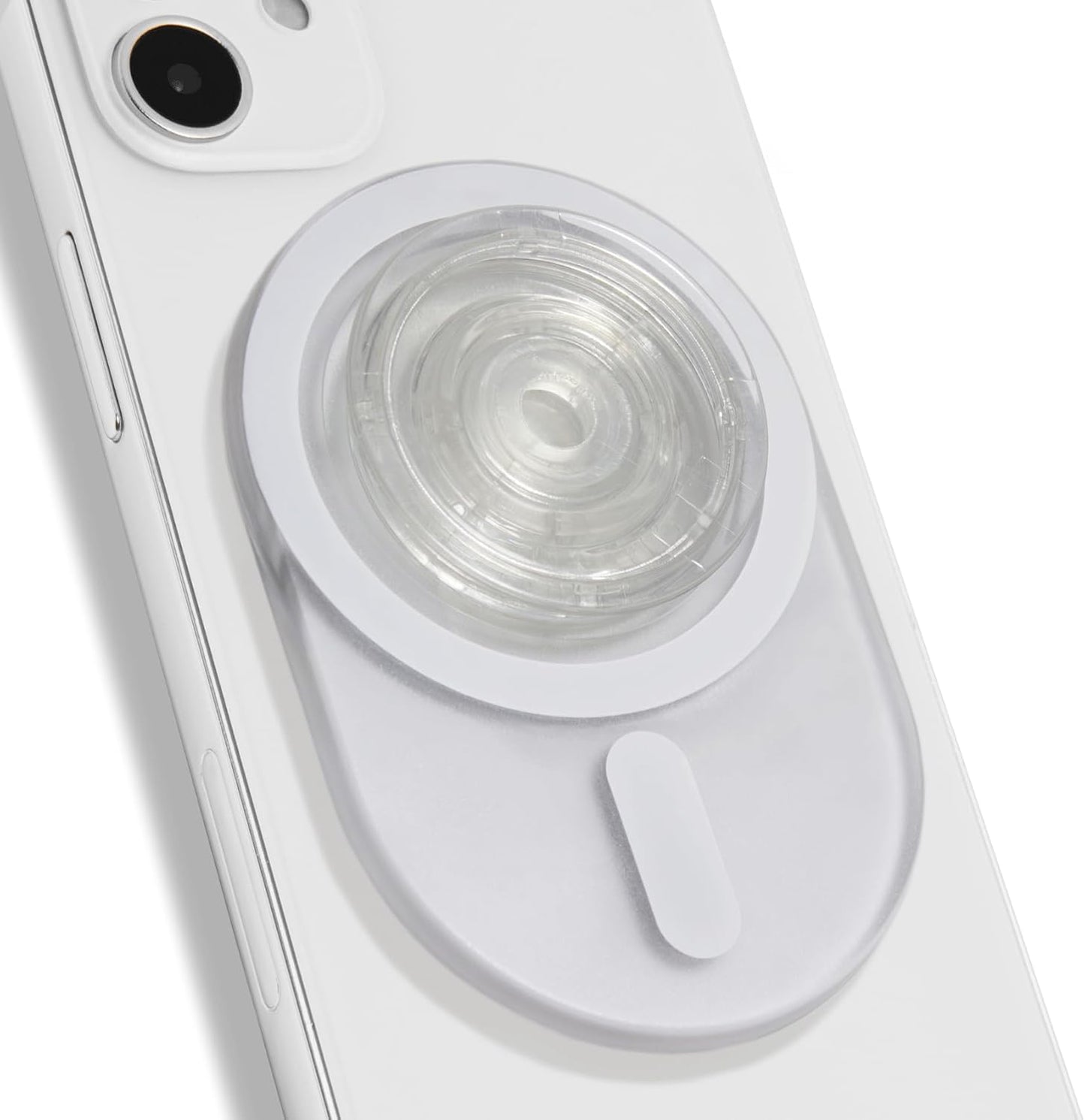 Oval Magnetic Phone Grip – MagSafe Compatible, Translucent Design, Slim and Lightweight, Grip and Stand for iPhone (White)