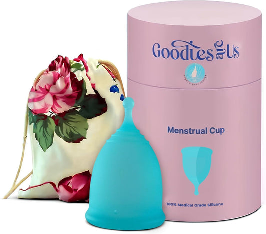 Angel's Peel Lounge Menstrual Cup for Women - 100% Medical-Grade Leak-Free Soft & Flexible Silicone Cup - 12 Hour Leak Protection Eco-Friendly & Reusable Period Cups for Women - Blue - Small