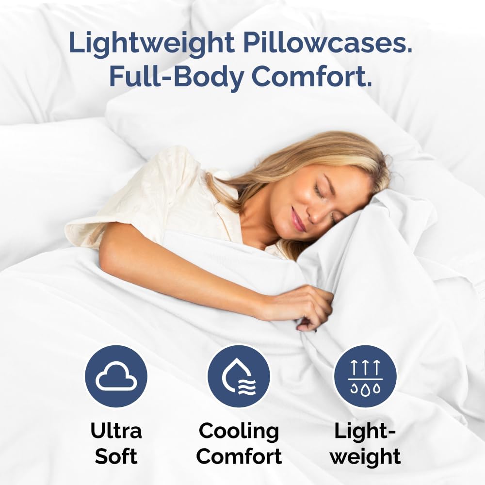 Long Pillowcases - Body Pillow Cover - Long Pillow Insert for Sleeping, Side Sleepers - Soft & Breathable Body Pillow Case with Envelope Enclosure - Comfy, Cozy & Machine Washable - 20" x 54" (White)