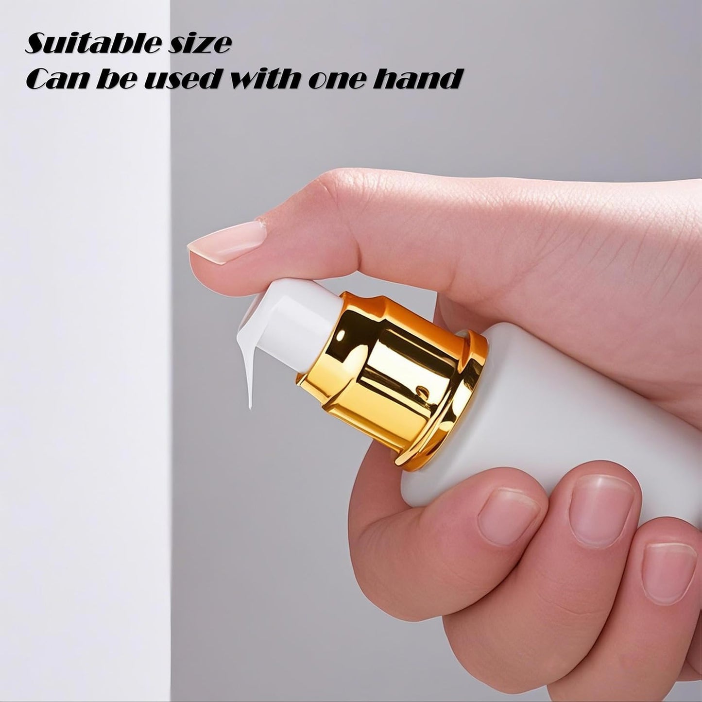 6Pcs Refillable Frosted Glass Lotion Pump Bottles Empty Comestic Bottles Travel Containers 20ml/0.67Oz with Pump Dispensers For Makeup Cream Emulsion Lotion Essential Oils(Golden caps)