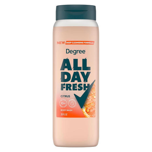 Degree All Day Fresh Body Wash Fresh Citrus Deep Cleansing 20 oz