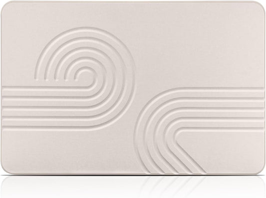 Elfcool Stone Bath Mat Diatomaceous Earth Shower Mat Non Slip Quick Dry Bath Stone Mat Super Absorbent Bathroom Floor Mat for Bathroom Kitchen Counter (Off White 02)