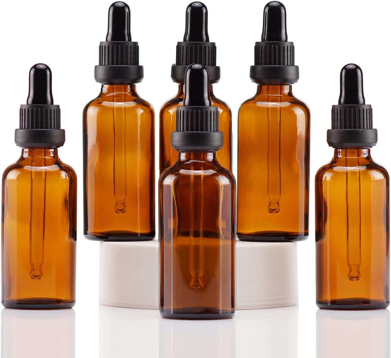 YIZHAO Amber Glass Dropper Bottle 2oz, Tincture Bottles with Glass Dropper, for Essential Oils, Aromatherapy, Cosmetic, Laboratory, Pharmacy, Liquids, Travel –6 Pcs