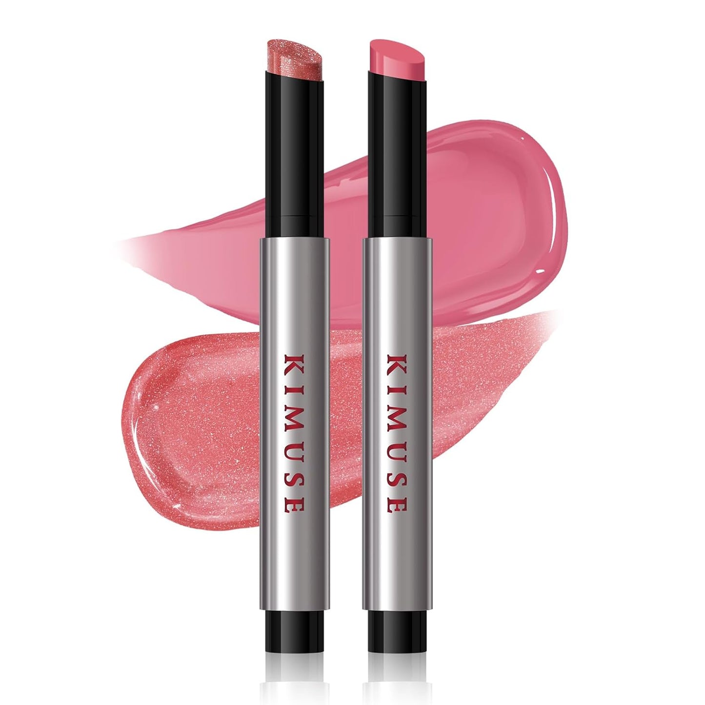 KIMUSE Lip Plumper, 2PCS Moisturizing All-in-one Lip Plumping, Gloss, Balm, Non Sticky Lip Plumper Solid Lipstick Click Lip Balm, Buildable, Vegan & Cruelty-Free