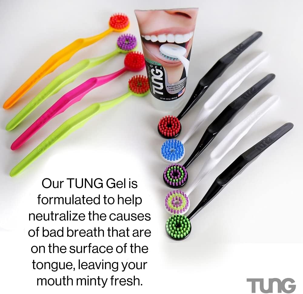 TUNG Brush Tongue Cleaner, Plastic TUNG Scraper, Tongue Cleaning to Fight Bad Breath, Halitosis Defense, USA Made, 2-Pack