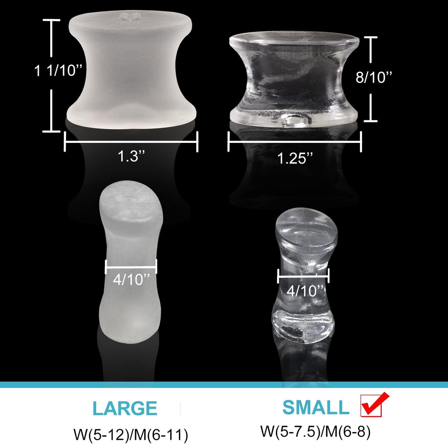 Povihome 8 Pack Gel Bunion Corrector and Toe Spacers Separators and Straightener Orthotics (4/10''Thick) for Sports Activities, for Men and Women Overlapping Toes, Bunion Pain Relief - Small Size