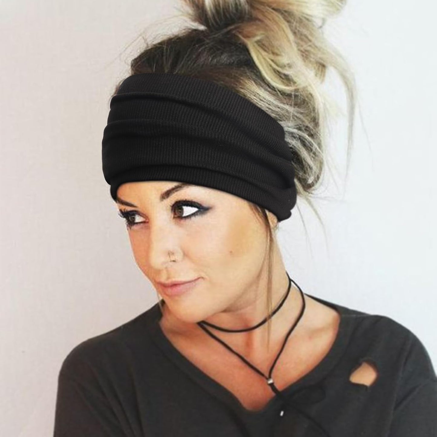 DRESHOW 4 Pack Turban Headbands for Women Wide Vintage Head Wraps Knotted Cute Hair Band Accessories