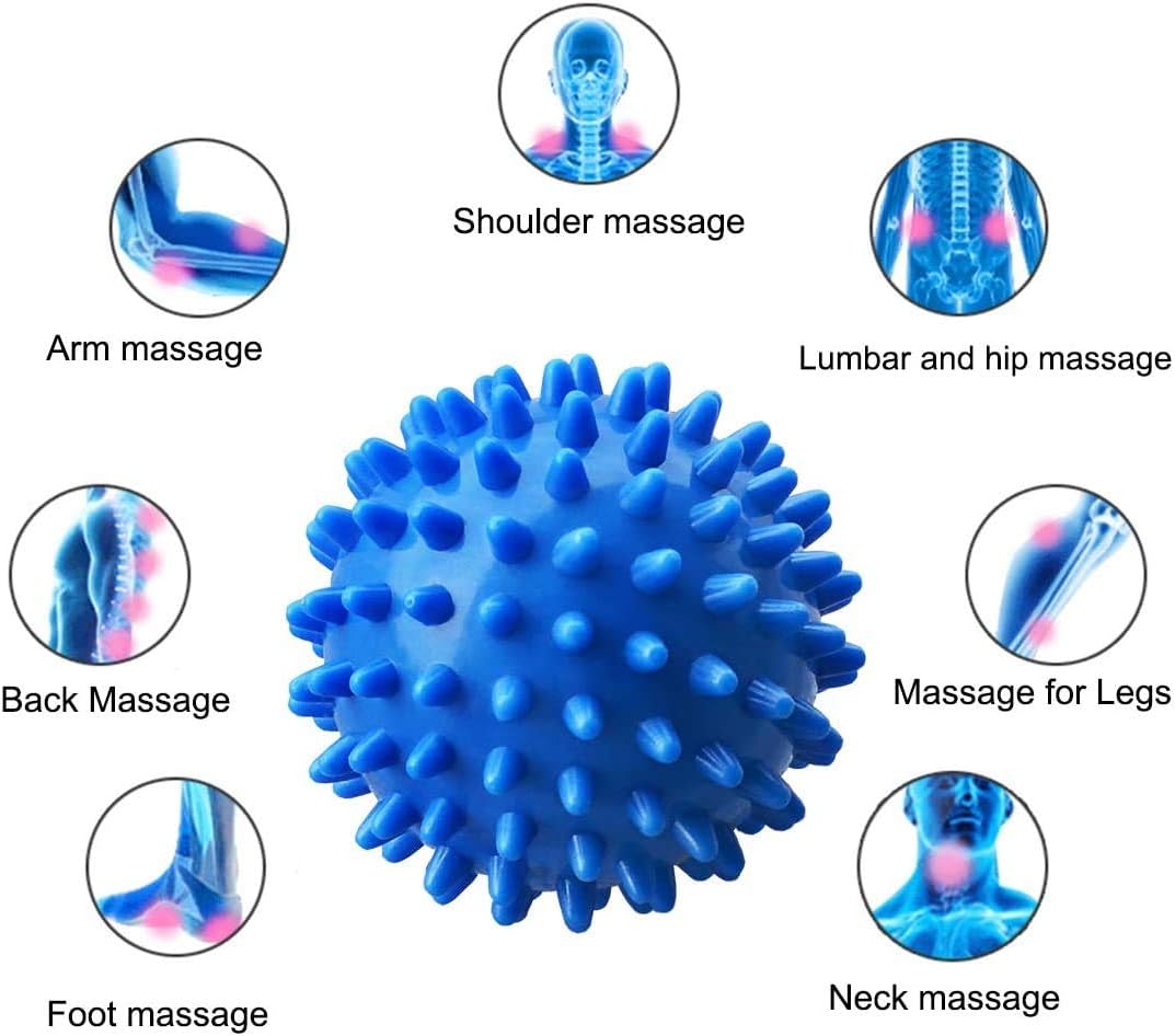 Professional Massage Balls Foot Ball Foot Massager Spiky Roller for Deep Tissue Trigger Point Plantar Fasciitis Reflexology Stress Therapy Myofascial Release(Green + Pink + Purple + Blue)