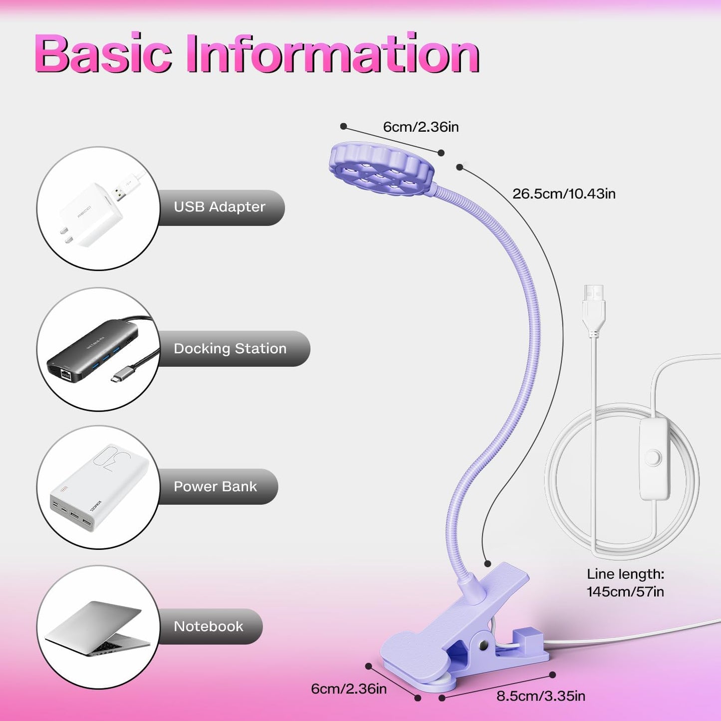 LIORA UV LED Nail Lamp 6W with Clamp – 7 Beads Gel Lamp Flash Cure Light, Flexible 360° Gooseneck USB Manicure lamp, Nail Dryer for Gel Polish and Press On Nails, Mini Nail UV Light for Salon DIY