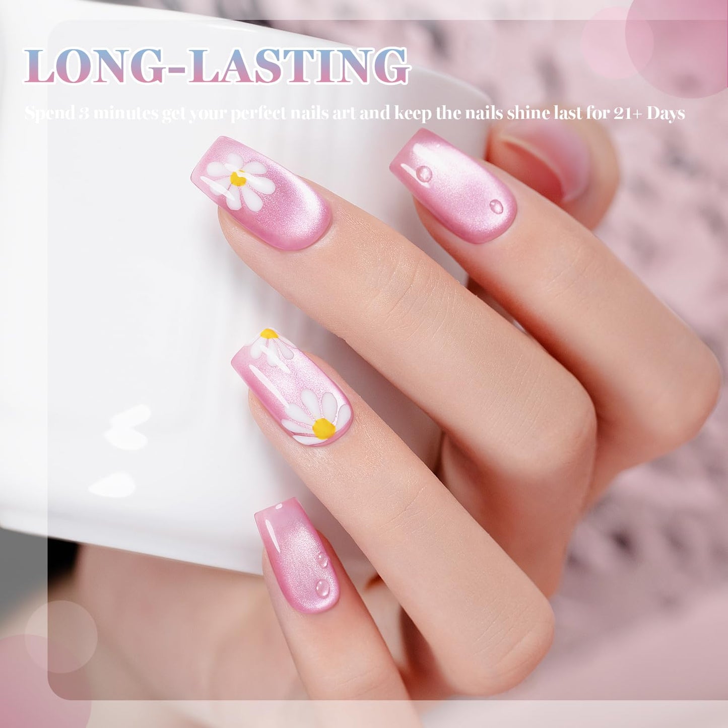 RARJSM Glassy Cat Eye Gel Nail Polish Set 6Pcs Nude Rose Purple Pink Blue Velvet Ice Jelly Silver Shimmer Ceramic Bubble Diamond Cateye Gelpolish with Magnetic Stick Curing Require Home Salon