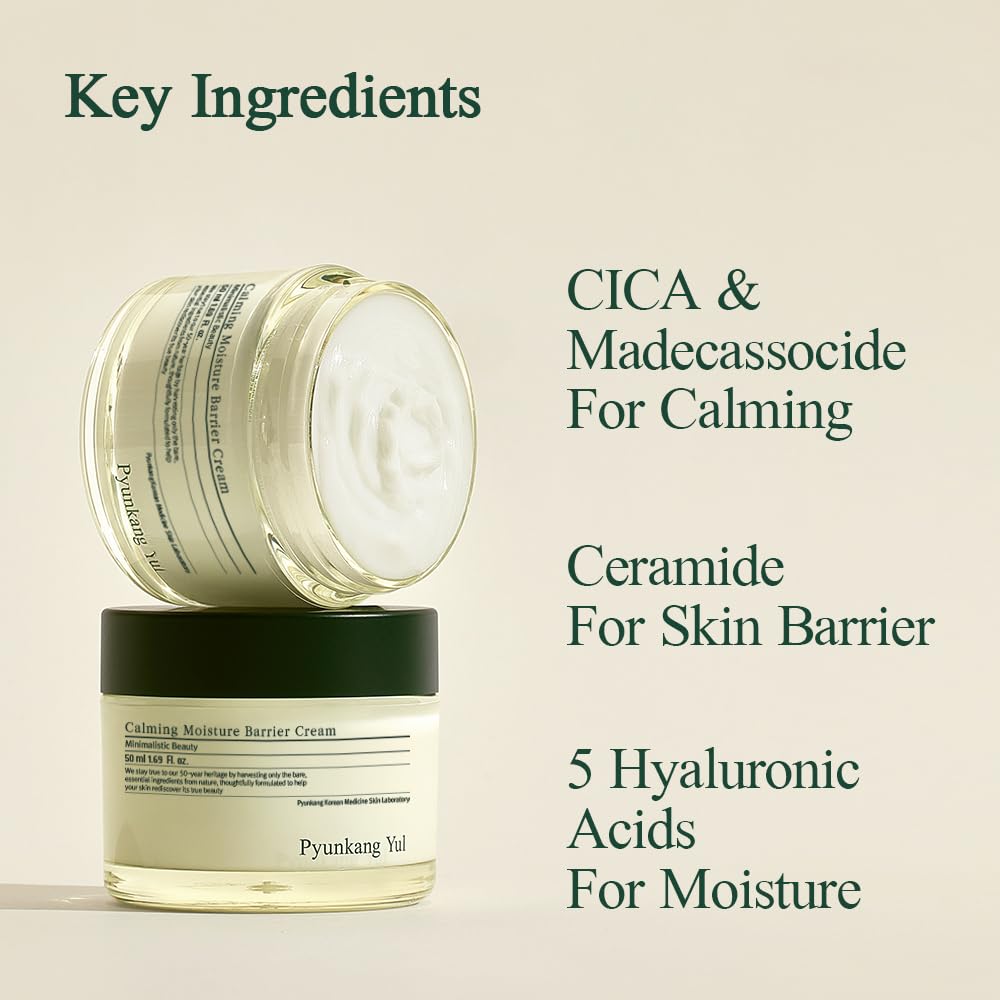 Pyunkang Yul PKY Calming Moisture Barrier Cream Instantly Soothes Sensitive Skin, Hyaluronic Acid & Ceramide for Hydration, Vegan, Korean Skincare (1.69 Fl. Oz, 50ml)