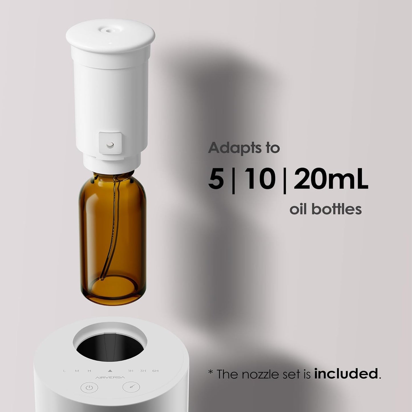 Waterless Diffuser for Essential Oil, Battery Operated Nebulizer, 0.7 Fl.Oz./ 20mL Capacity, Mini Scent Air Machine, 3 Countdown Timers & 3 Mist Levels for Home, Room, Car, Office - AN6 Lavender