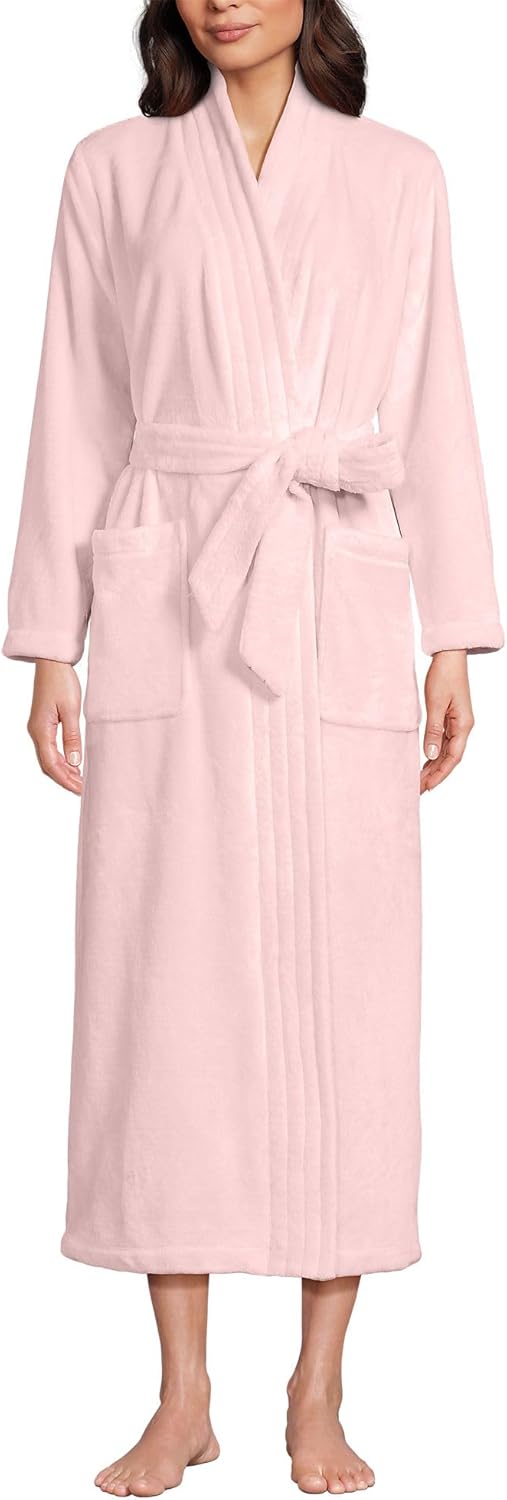 Lands' End Women's Cozy Plush Long Wrap Robe