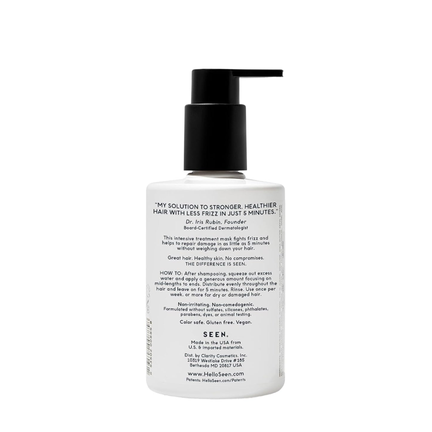 SEEN Frizz + Repair Treatment Mask - Scented- Fights Frizz, Repairs Damage for Stronger, Smoother, Healthier-Looking Hair - Safe for Sensitive Skin