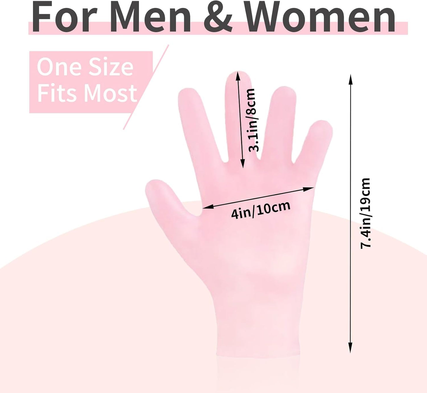 MoyRetty Silicone Moisturizing Gloves 2 Pairs, Flexible & Durable, Ideal for Dry Hands, Home Spa Experience - Pink & Beige