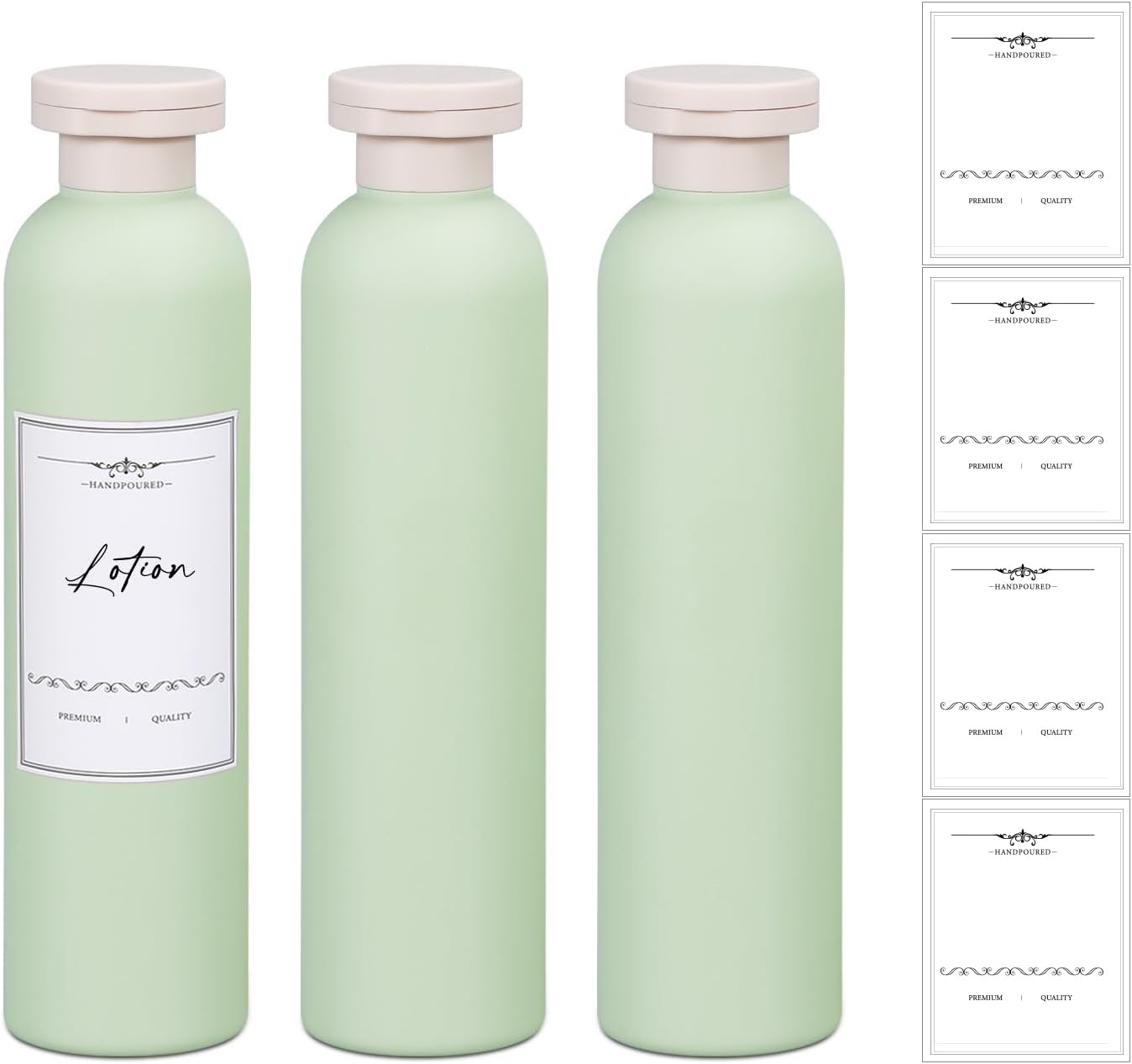 8.8oz Travel Essentials Shampoo Bottles for Toiletries,Empty Plastic Squeeze Bottles with Flip Cap for Tavel Size Shampoo and Conditioner (3 pack, green)