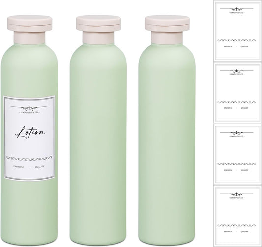 8.8oz Travel Essentials Shampoo Bottles for Toiletries,Empty Plastic Squeeze Bottles with Flip Cap for Tavel Size Shampoo and Conditioner (3 pack, green)