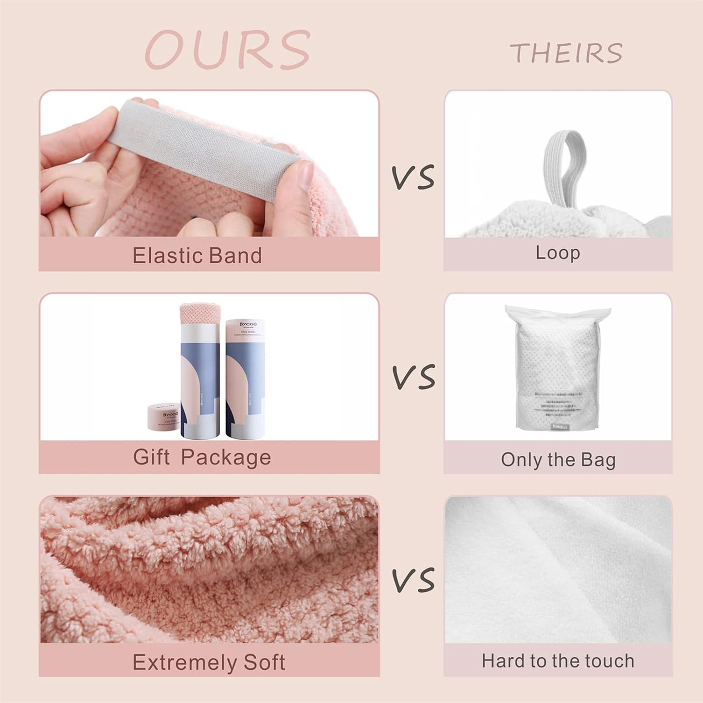 Microfiber Hair Towel Wrap for Women, Anti Frizz Large Ultra-Soft Hands-Free Hair Dry Towels, Fast Drying | Super Absorbent | Quick Dry Hair Turban for Wet, Curly, Long & Thick Hair - Pink