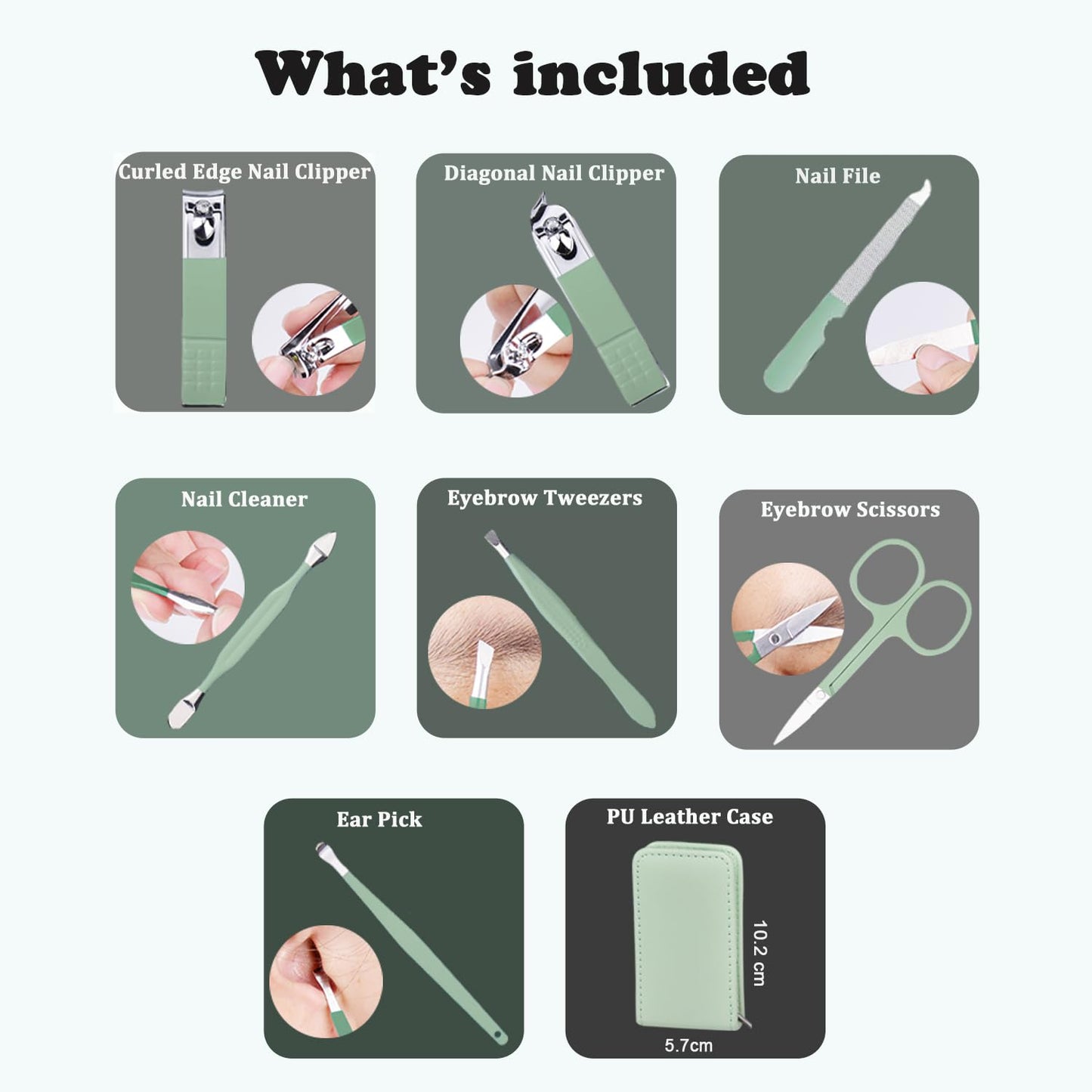 7 Pcs Manicure Set Stainless Steel Nail Clippers Kit, Nail Care Beauty Tools Set Christmas Stocking Stuffers, Christmas Gifts for Men and Women Travel Grooming Kit With Zipper Leather Case