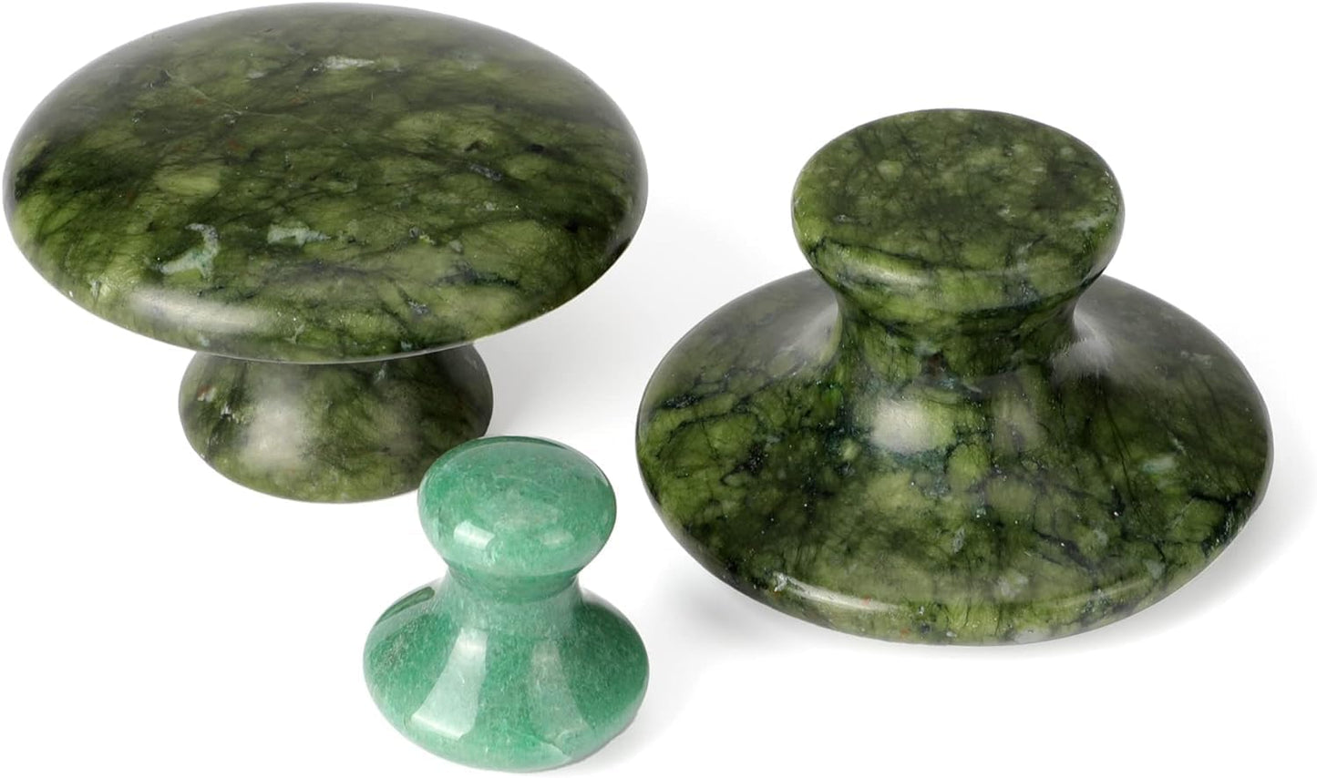 gemshan Mushroom Massage Tool,Natural Aventurine Jade Massage Stone for Relaxing Massage House SPA Heat The Cold