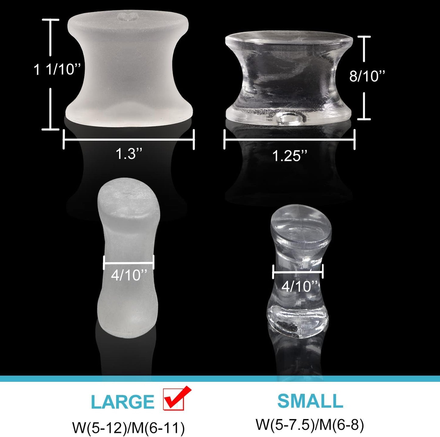 Povihome 10 Pack Gel Bunion Corrector and Toe Spacers Separators and Straightener Orthotics (4/10''Thick) for Sports Activities, for Men and Women Overlapping Toes, Bunion Pain Relief - Large Size