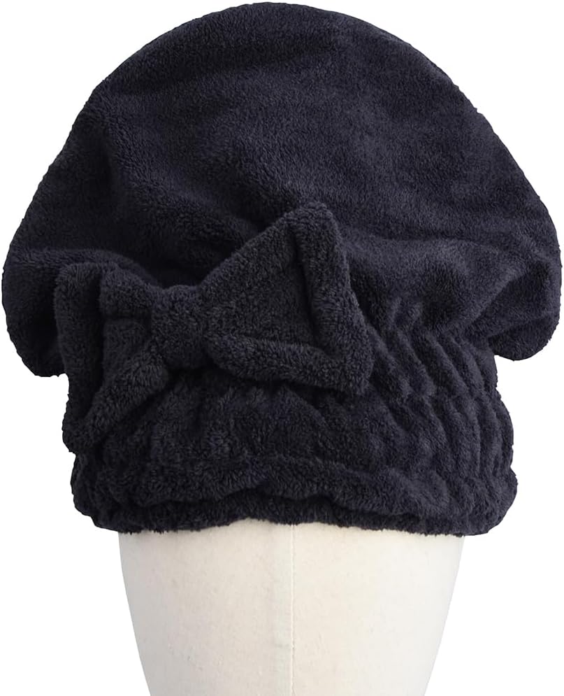 HOPESHINE Microfiber Hair Towel Cap for Women Wet Short or Long Curly Hair Super Absorbent Quick Dry Turbans Anti Frizz Great Gift for Women and Girls (Black+Rose red, 2)